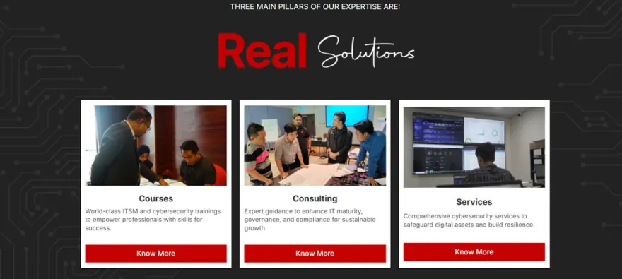 Reetus website, three pillars section